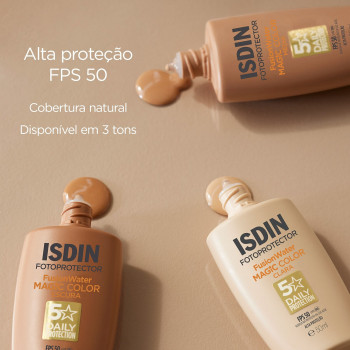 Protetor Solar Facial Isdin Fusion Water Magic Color FPS50 Cor Média - 50ml
