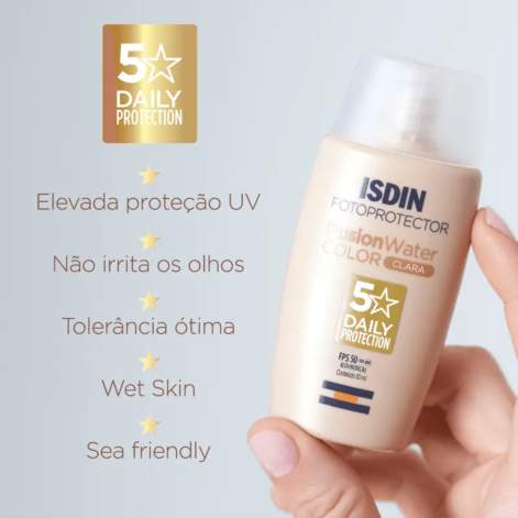 Protetor Solar Facial Isdin Fusion Water Magic Color FPS50 Cor Clara 50ml