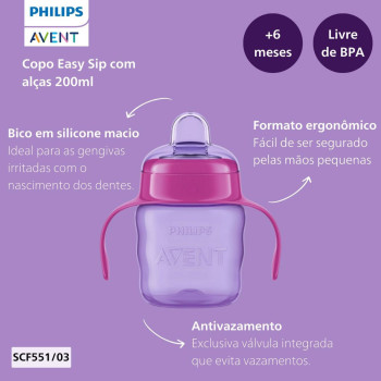 Copo de Transição Avent 6m+ Rosa Bico de Silicone 200ml