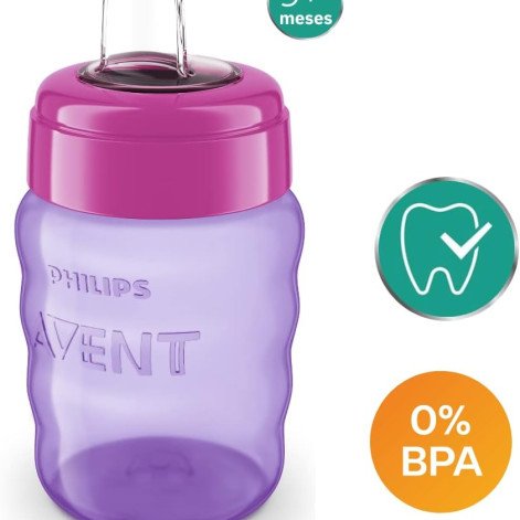 Copo de Transição Philips Avent Easy Sip +9 meses Antivazamento Rosa 260ml 1 Unidade