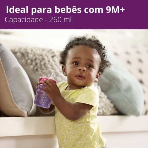 Copo de Transição Philips Avent Easy Sip +9 meses Antivazamento Rosa 260ml 1 Unidade
