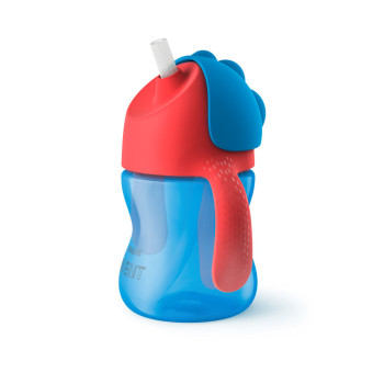 Copo com Canudo - Dinossauro Vermelho e Azul - 200 Ml - Philips Avent
