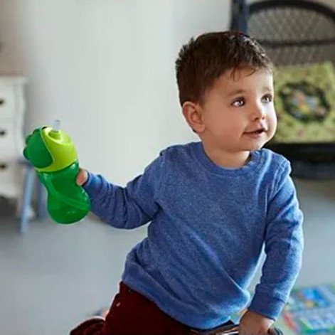 Copo Com Canudo Curvado Avent Verde 300ml