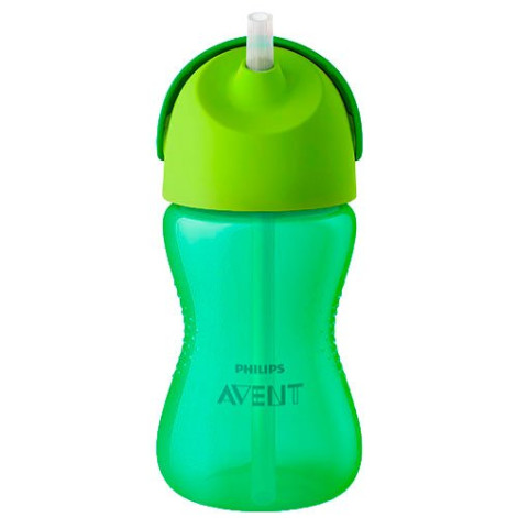 Copo Com Canudo Curvado Avent Verde 300ml