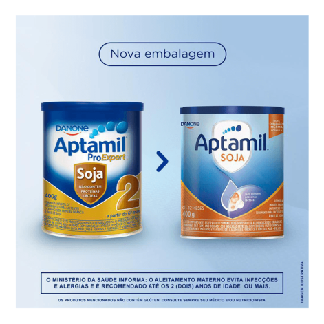 Fórmula Infantil Aptamil Soja 2 De 0 A 12 Meses 400g