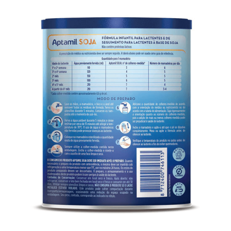 Fórmula Infantil Aptamil Soja 2 De 0 A 12 Meses 400g