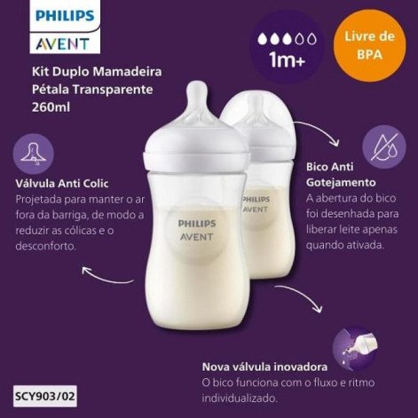 Kit 2 Mamadeiras Petala 260ML Philips AVENT SCY903/02