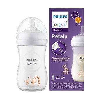 Mamadeira Philips Avent Pétala nº3 Girafa 260ml Mamadeira Philips Avent Pétala nº3 Girafa 260ml