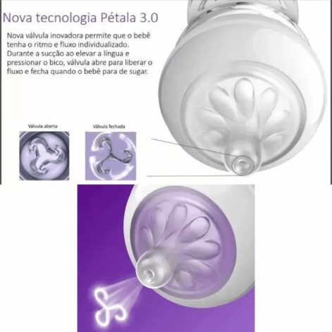 Bico para Mamadeira Philips Avent Pétala +1meses Fluxo Médio Silicone Tamanho 3 2 Unidades