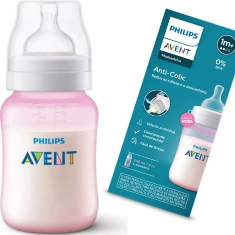 Mamadeira Classica ANTI-COLIC 260ML Rosa Philips AVENT SCY121/09 Mamadeira Classica ANTI-COLIC 260ML Rosa Philips AVENT SCY121/09