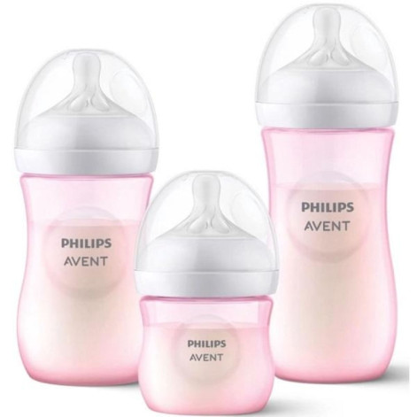 Kit 3 Mamadeiras ANTI-COLIC Petala 125/260/330ML Rosa Philips AVENT SCD838/28