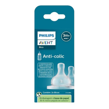 Bico Mamadeira Avent Anti-colic T3 3m+ 2 Unidades