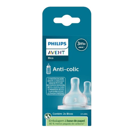 Bico Mamadeira Avent Anti-colic T3 3m+ 2 Unidades