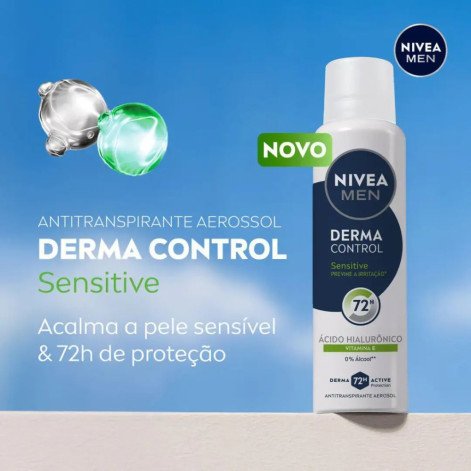 Desodorante Antitranspirante Aerosol Nivea Men Derma Control 72h 150ml