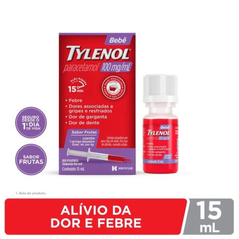 Tylenol Paracetamol Bebê 100mg/ml Suspensão Oral Sabor Frutas 15ml