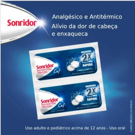 Sonridor Caf Paracetamol 500mg + Cafeína 65mg 4 comprimidos efervescentes