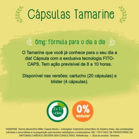 Laxante Fitoterápico Tamarine 6mg 20 cápsulas
