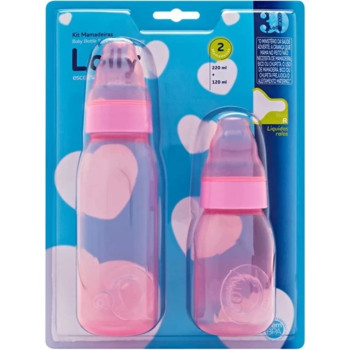 Kit Lolly Mamadeira Clean Bico Redondo de Silicone 220ml e 120ml