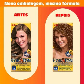  Tinta de Cabelo Permanente Cor&Ton Niely - 7.0 Louro Médio