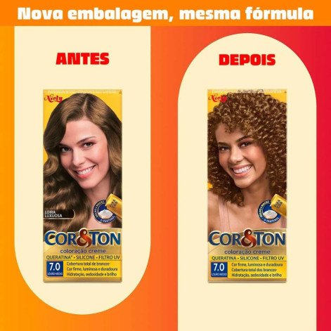  Tinta de Cabelo Permanente Cor&Ton Niely - 7.0 Louro Médio