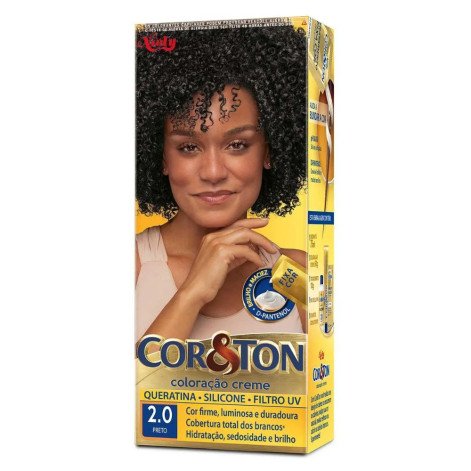 Tinta de Cabelo Permanente Cor&Ton Niely - 2.0 Preto