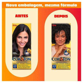 Tinta de Cabelo Permanente Cor&Ton Niely - 2.0 Preto