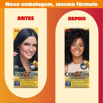 Tinta de Cabelo Permanente Cor&Ton Niely - 1.0 Preto Azulado