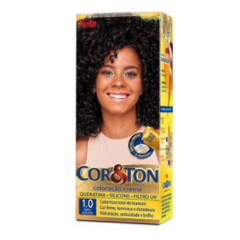 Tinta de Cabelo Permanente Cor&Ton Niely - 1.0 Preto Azulado