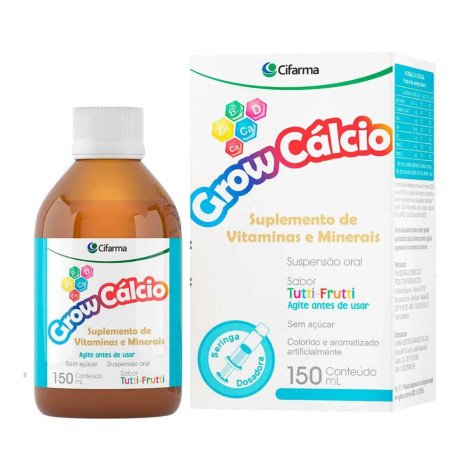 Polivitamínico Grow Cálcio Tutti-Frutti Infantil 150ml + Seringa Dosadora