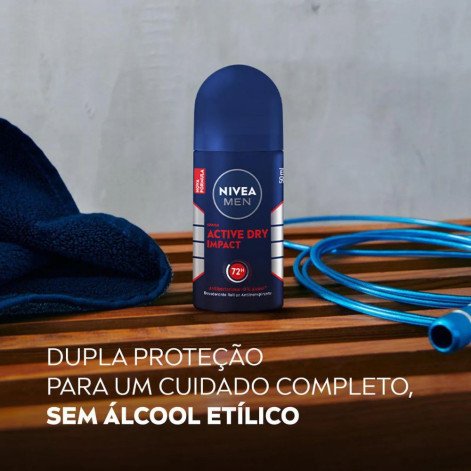  Desodorante Antitranspirante Roll-On Nivea Men Active Dry Impact 72h Sem Álcool 50ml