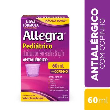 Antialérgico Allegra Pediátrico 6mg/ml Sabor Framboesa 60ml + Copo Dosador