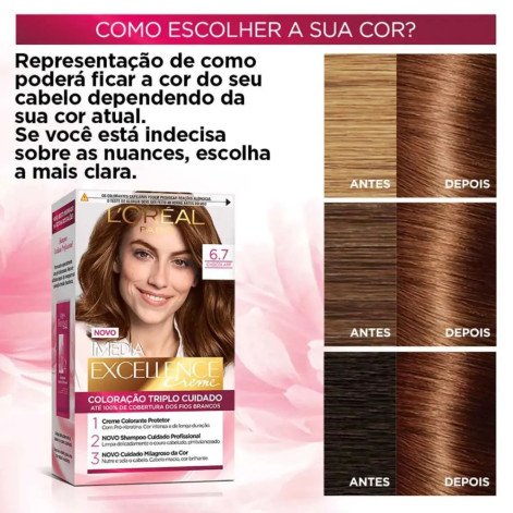Tinta de Cabelo Permanente Imédia Excellence L'Oréal Paris Creme - 6.7 Chocolate