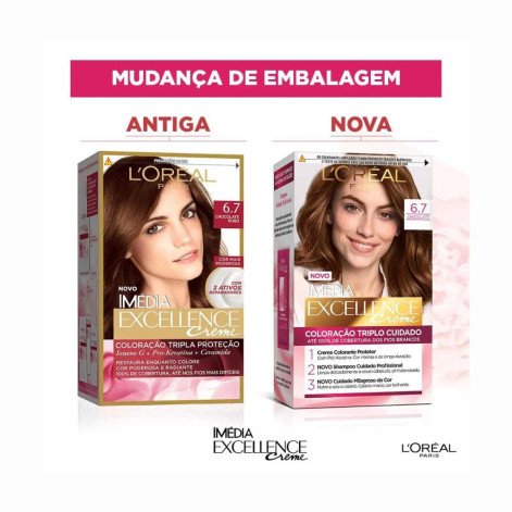 Tinta de Cabelo Permanente Imédia Excellence L'Oréal Paris Creme - 6.7 Chocolate