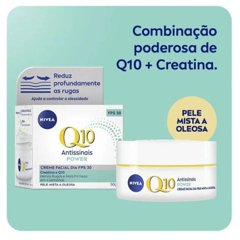 Creme Facial Antissinais Nivea Q10 Power Dia FPS30 Pele Mista a Oleosa 50g