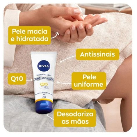 Creme para Mãos Nivea Q10 Plus Reparação 3 em 1 Anti-Idade 75g