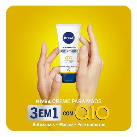 Creme para Mãos Nivea Q10 Plus Reparação 3 em 1 Anti-Idade 75g