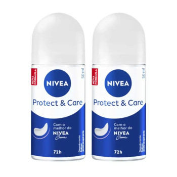 Kit Desodorante Nivea Protect & Care Roll-On 50ml 2 unidades