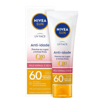 Protetor Solar Facial Nivea Sun UV Face FPS60 Anti-Idade Q10 Pele Normal a Seca 50g