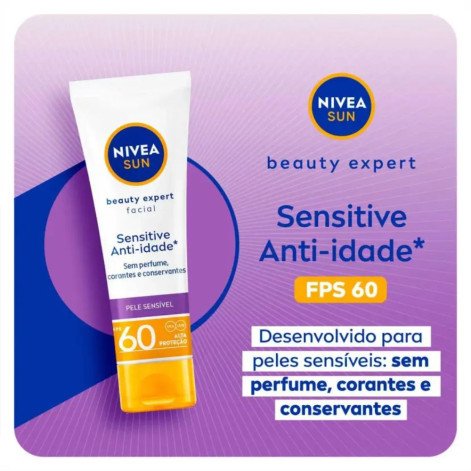 Protetor Solar Facial FPS 60 Nivea Sun Beauty Expert Sensitive 50g