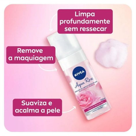 Mousse De Limpeza Micelar Nivea Aqua Rose Água De Rosas Orgânica 150ml  