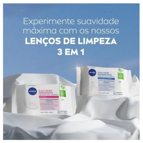 Lenco Demaquilante Nivea 3 Em 1 Com 25 Unidades Acao Hidratante