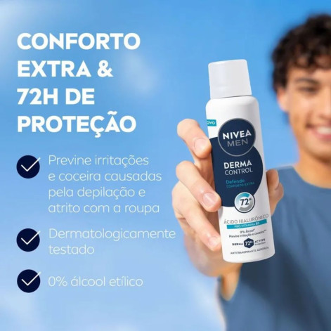 Desodorante Antitranspirante Aerossol Nivea Men Derma Control Defende 72h 150ml