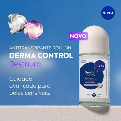 Desodorante Antitranspirante Roll-on Nivea Derma Control Restaura 72h 50ml