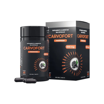 Carvofort + Piridoxina + Carvão Ativado 500mg 60 cápsulas Fortlife