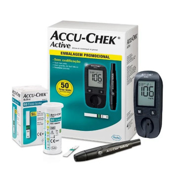 Kit Aparelho de Glicemia Accu Chek Active + 50 Tiras