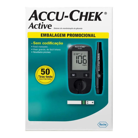 Kit Aparelho de Glicemia Accu Chek Active + 50 Tiras