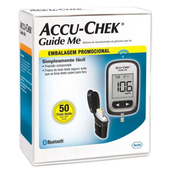 Kit para Controle de Glicemia Accu Chek Guide Me com 1 Monitor + 50 Tiras
