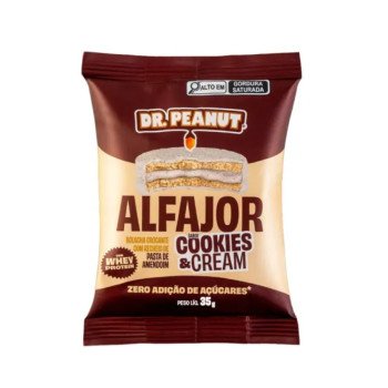 Alfajor Dr. Peanut Sabor Cookies & Cream com Recheio Pasta de Amendoim 35g