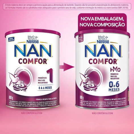 Fórmula Infantil NAN Comfor 1 Nestlé 0 a 6 meses 800g