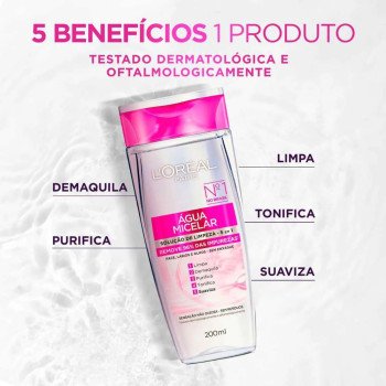 Água Micelar L'Oréal Paris Solução de Limpeza 5 em 1 200ml